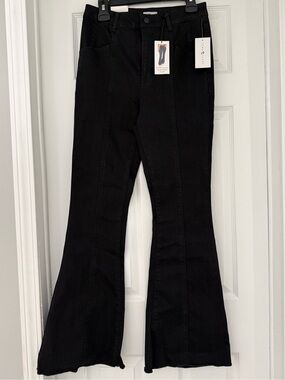 True Craft Black Seam-Front Flare Jeans